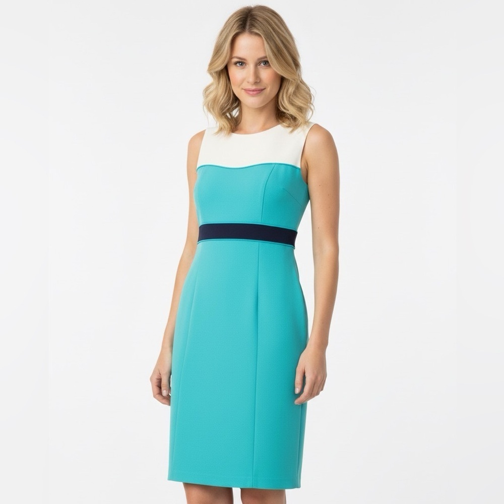 Cynthia Steffe Turquoise and White shift Dress size 4